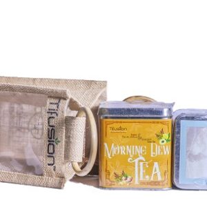 Eco Friendly Jute Bag With 2 Pcs 100gms Each Square Tin Caddy