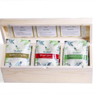 "Chaste'' 18 Tb - Solid Pinewood 3 Compartment Box With 18 Single Chamber / Pyramid Tea Bags