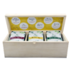 Health Box 18 Tb - Solid Pinewood 3 Compartment Box With 18 Single Chamber / Pyramid Tea Bags - Thumbnail Image 1