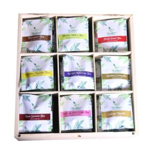 "Chaste" 90 Tb - Solid Pinewood 9 Compartment Box With 90 Single Chamber / Pyramid Tea Bags