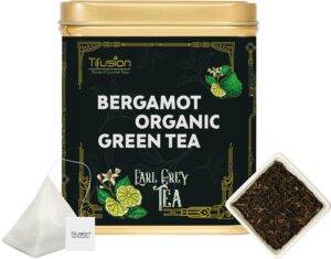 Tifusion Bergamot / Earl Grey Organic Green Tea With Natural Bergamot And 100% Green Whole Leaf For Healthy Teeth And Improves Metabolism | Fruity , Improves Metabolism Best As A Hot Drink Or Iced Cooler