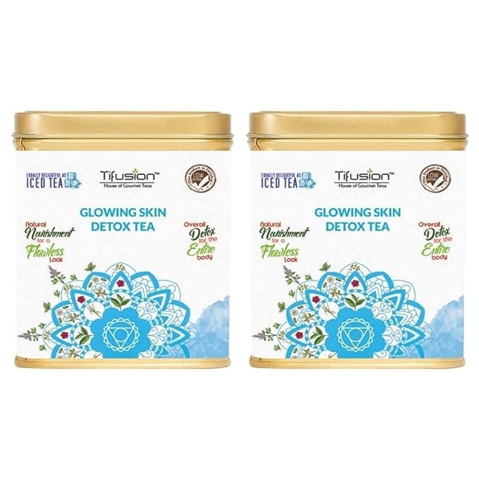 Tifusion Glowing Skin Detox Tea for Healthy Hair & Glowing Skin With Green Tea| Steep as Hot Skin Detox Tea or Iced Antioxidant Acne Herbal Cooler |For Antiageing Blemish Control Wrinkles Pimples - Image 2