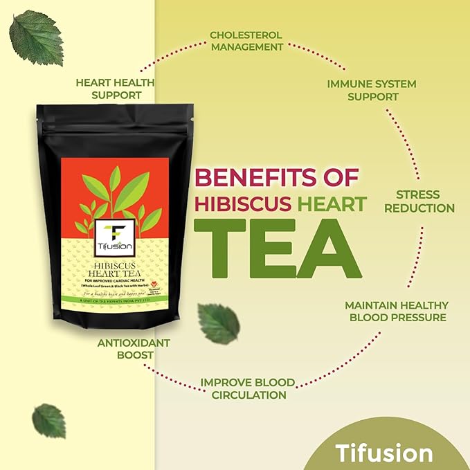 Tifusion Good Heart and Cholesterol Tea with Arjun Bark, Hawthorne, Hibiscus, Ashwagandha & Rooibos for Healthy Heart and Helps in Improving Immune System - Image 15