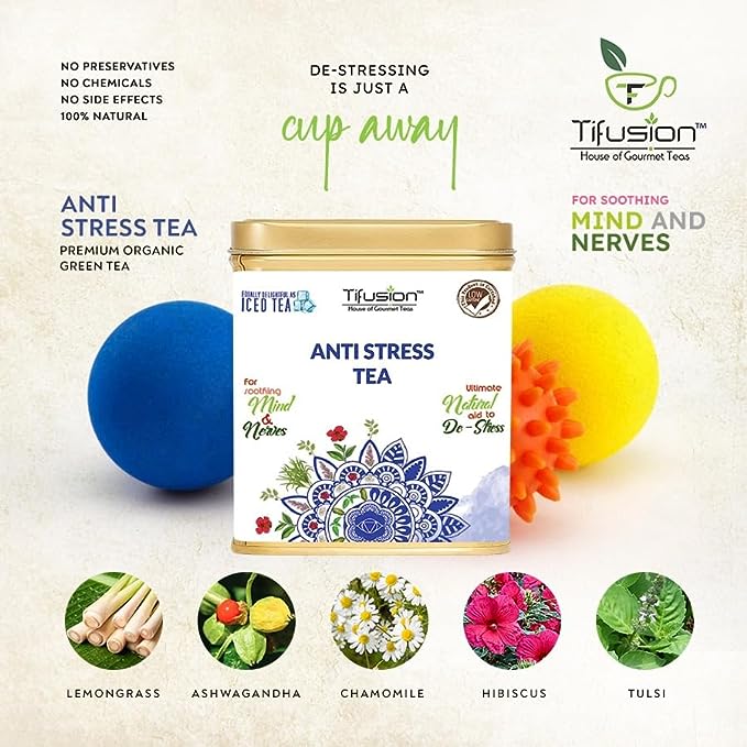 Tifusion Anti Stress Tea with Lemongrass, Valerian Roots & Chamomile Natural & Whole Loose Leaf Tea for Stress Relief Anxiety & Depression - Image 5