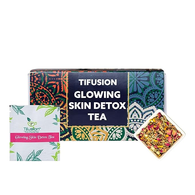 Tifusion Glowing Skin Detox Tea for Healthy Hair & Glowing Skin With Green Tea| Steep as Hot Skin Detox Tea or Iced Antioxidant Acne Herbal Cooler |For Antiageing Blemish Control Wrinkles Pimples - Image 13