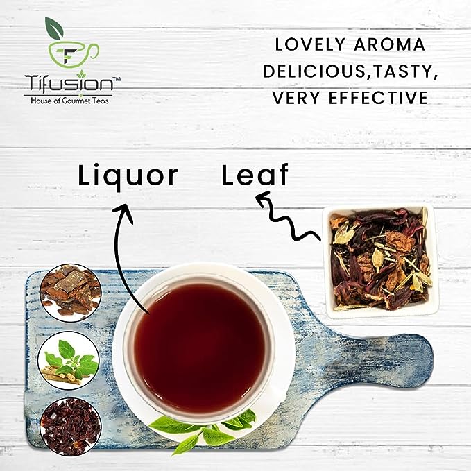 Tifusion Good Heart and Cholesterol Tea with Arjun Bark, Hawthorne, Hibiscus, Ashwagandha & Rooibos for Healthy Heart and Helps in Improving Immune System - Image 13