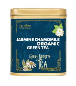 Tifusion Jasmine chamomile Organic Green Tea With 100% Natural & Pure Ingredients For calm Mind | Aids Sleep | Best As A Hot Drink Or Iced Cooler Tea Bags
