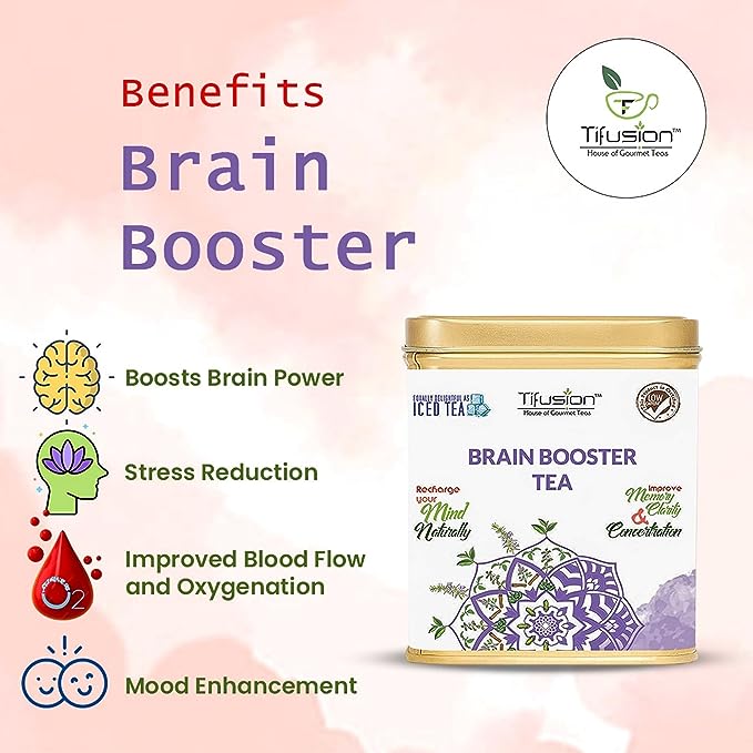 Tifusion Brain Booster Tea - Enhance for Memory, Focus Concertration, Clarity, Retention Power with Brahmi, Ashwagandha, Shankhapushpi, Rosemary, Jasmine - Image 3