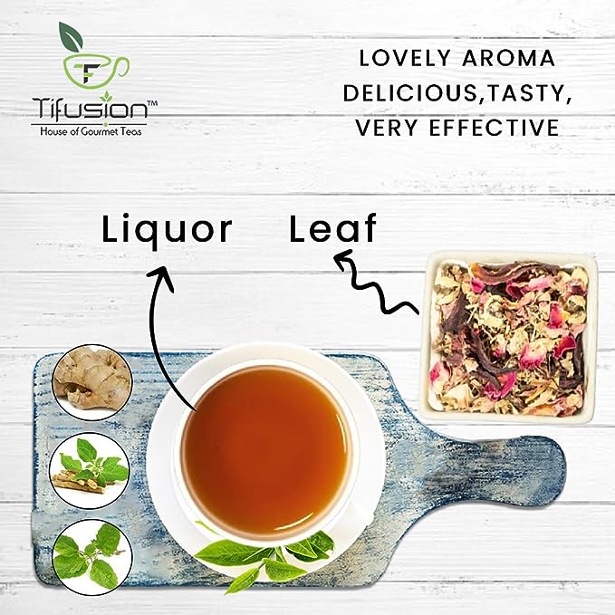 Tifusion Slimming Healthy Green Tea for with Garcinia, Cinnamon, Ginger, Ashwagandha, Tulsi | Natural Herbal Whole Loose Leaf With Herbs - Image 6