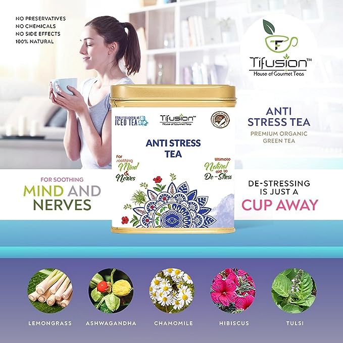 Tifusion Anti Stress Tea with Lemongrass, Valerian Roots & Chamomile Natural & Whole Loose Leaf Tea for Stress Relief Anxiety & Depression - Image 13