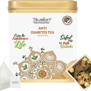 Tifusion Anti Diabetes Tea with Gymnemma Syluestre, Vijaysar, Jamun Seeds, Giloy, Paneer Dodi for Redulating Blood Sugar Levels, Support Diabetes Balance Tea