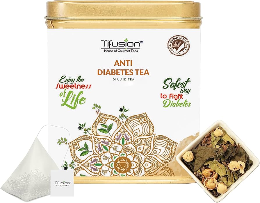 Tifusion Anti Diabetes Tea with Gymnemma Syluestre, Vijaysar, Jamun Seeds, Giloy, Paneer Dodi for Redulating Blood Sugar Levels, Support Diabetes Balance Tea - Image 1