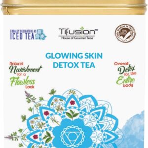 Tifusion Glowing Skin Detox Tea for Healthy Hair & Glowing Skin With Green Tea| Steep as Hot Skin Detox Tea or Iced Antioxidant Acne Herbal Cooler |For Antiageing Blemish Control Wrinkles Pimples