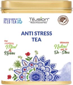 Tifusion Anti Stress Tea with Lemongrass, Valerian Roots & Chamomile Natural & Organic Whole Loose Leaf Tea for Stress Relief Anxiety & Depression