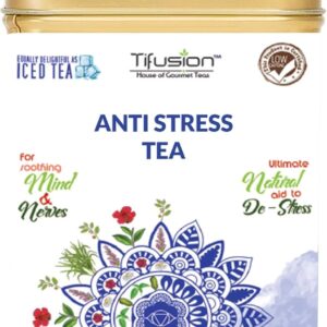 Tifusion Anti Stress Tea with Lemongrass, Valerian Roots & Chamomile Natural & Whole Loose Leaf Tea for Stress Relief Anxiety & Depression