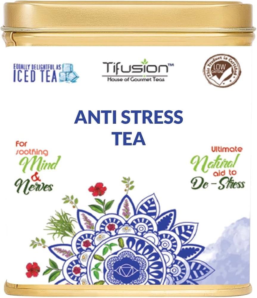 Tifusion Anti Stress Tea with Lemongrass, Valerian Roots & Chamomile Natural & Whole Loose Leaf Tea for Stress Relief Anxiety & Depression - Image 1