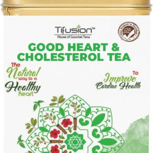 Tifusion Good Heart and Cholesterol Tea with Arjun Bark, Hawthorne, Hibiscus, Ashwagandha & Rooibos for Healthy Heart and Helps in Improving Immune System