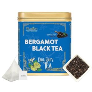 Tifusion Natural Bergamot Black Whole Leaf Tea with Vitamin C Earl Grey Black Tea Stress Buster Whole Leaf Black Tea (20 Tea Bag)