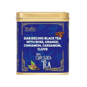Tifusion Pure and Natural Darjeeling Black Tea with Rose Orange Cinnamon Cardamom & Clove for Digestion Glowing Skin Single Estate Whole Leaf Tea