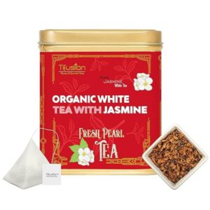 Tifusion Organic White Tea With Jasmine For Healthy Glowing Skin And Immunity Booster Anti oxidant Rich Aromatic Tasty World Healthiest Tea (20 Tea Bags 20 Serving Cups)