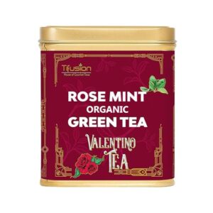 Tifusion Rose Mint Organic Green Tea For Healthy Hair Glowing Skin & Relaxation 100% Natural Whole Loose Leaves Herbal Tea