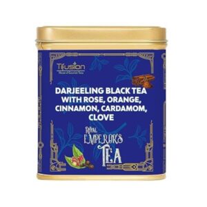 Tifusion Pure and Natural Darjeeling Black Tea with Rose Orange Cinnamon Cardamom & Clove for Digestion Glowing Skin Single Estate Whole Leaf Tea