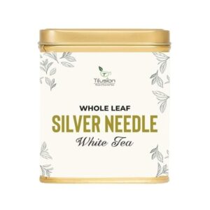 TIFUSION Organic Silver Needle White Tea - Whole Buds from Single Estate Darjeeling - Boost Immunity, Enhance Skin Glow, Aid Digestion & Weight Management - 50g