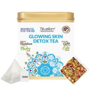 Tifusion Glowing Skin Tea for Healthy Hair & Glowing Skin| Whole Loose leaves Tea Iced Antioxidant Acne Herbal Cooler For Antiageing Blemish Control Wrinkles Pimples 20 Tea Bags (20 Serving Cups)